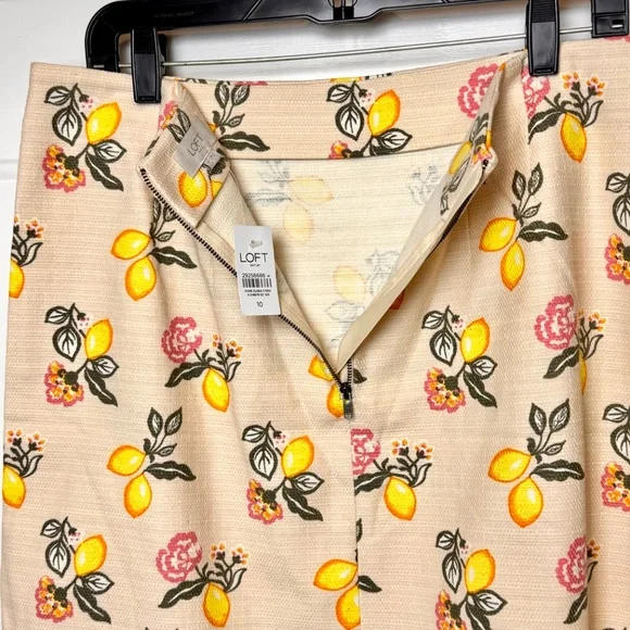 NWT Loft Outlet Lemon Print A-Line Above Knee Skirt, Size 10 - Picture 6 of 10
